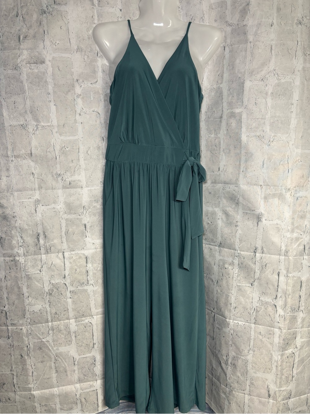 Gilli Teal Wrap Jumpsuit with Tie Waist